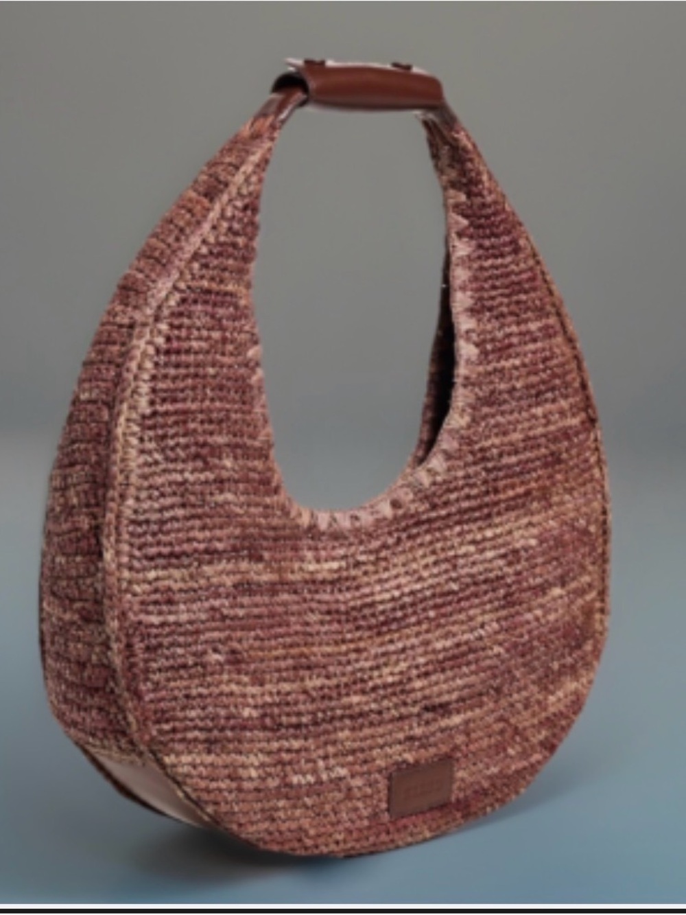 STAUD Large Moon Bag Woven Crescent Shoulder Bag in Heathered Mauve